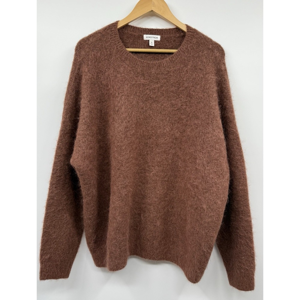 Nordstrom Signature Women's Brown Alpaca Blend Crew Neck Sweater SZ XL Cabincore